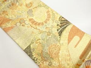 佐賀錦紗綾形に蝶・花鳥・雪輪模様織出し袋帯